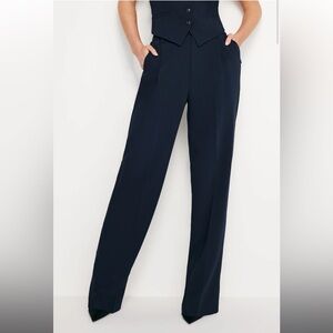 Good American Luxe Suiting Column Trouser in New Navy002